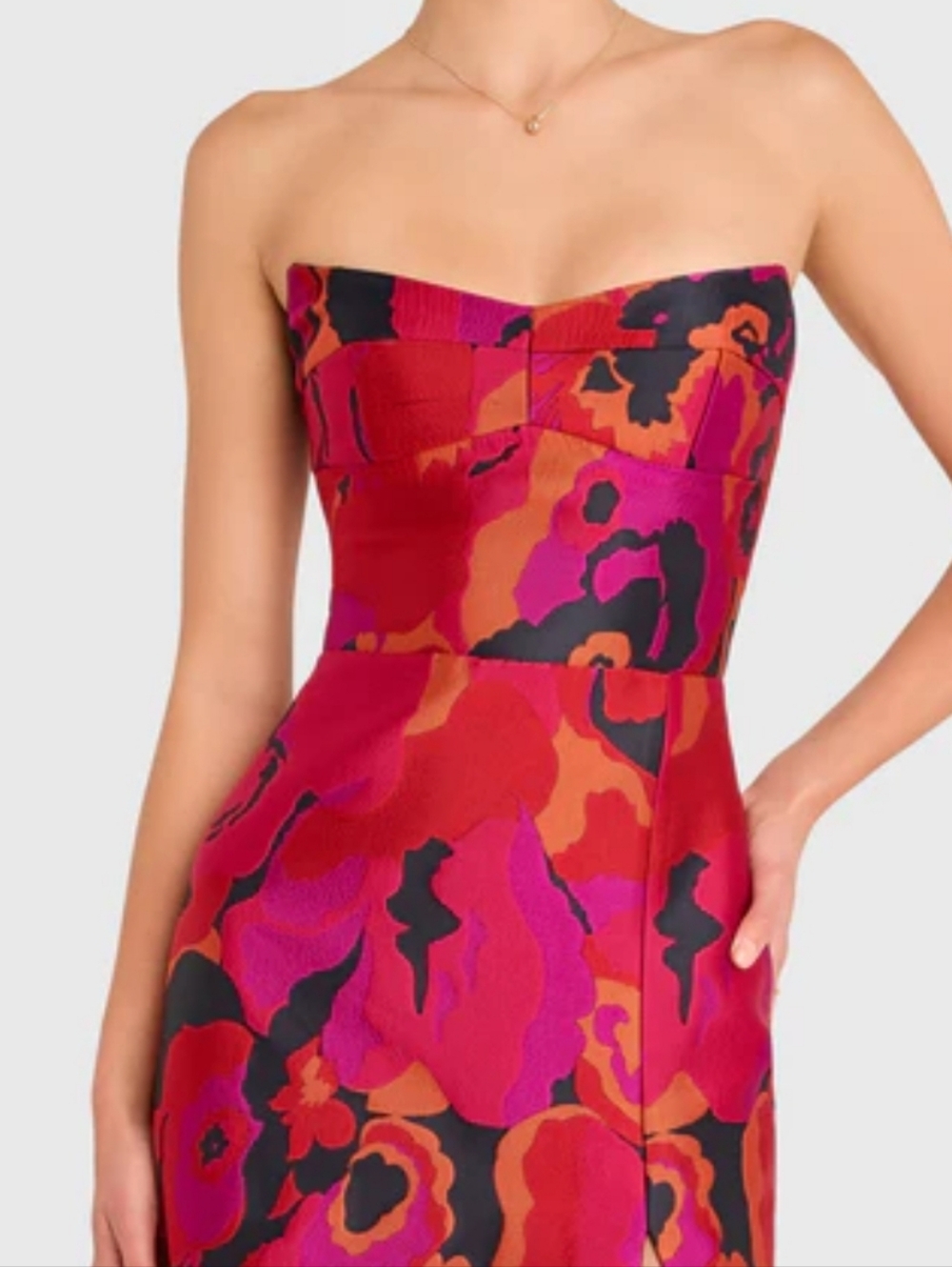 NWT Amanda Uprichard Ivy Structured Strapless Midi in Floral Pink/Multi - Sz XS - Picture 8 of 9